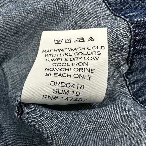 Draper James Chambray Ruffle Shift Dress in Medium Wash Size 8 - Picture 10 of 11